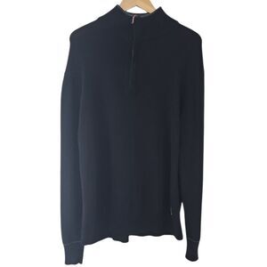Roots Canada Cotton Cashmere Quarter Zip Sweater Men’s Sz XL Black Elevated Knit